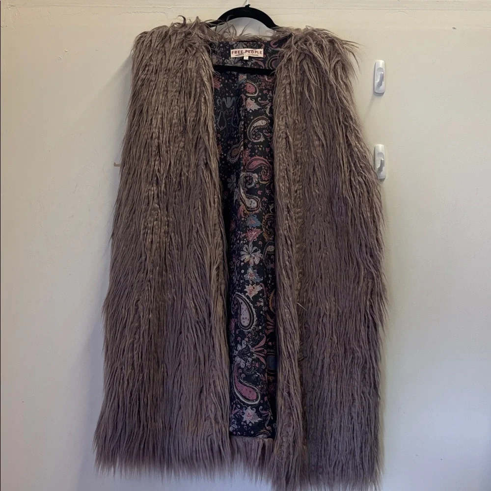 NWOT Free People Starlight Mongolian Shaggy Faux Fur Vest